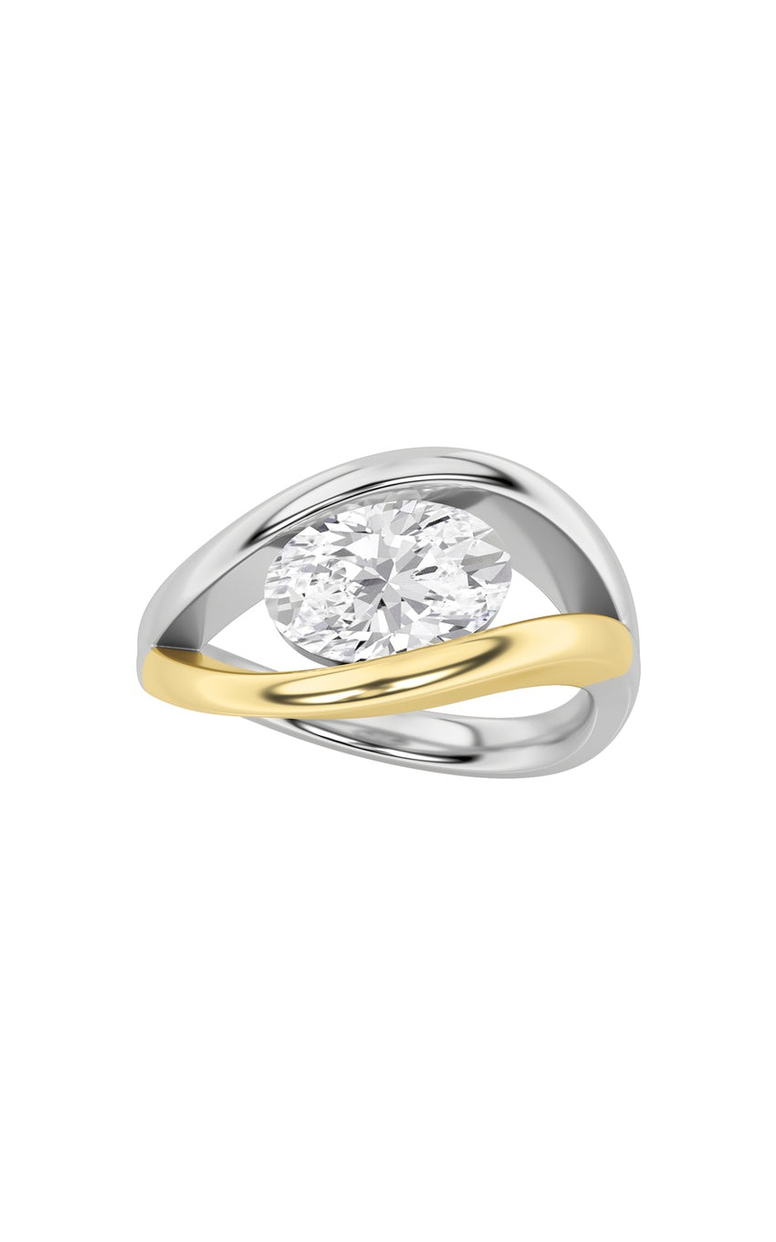 1.5Cttw Oval Shaped Lab Grown Diamond (F/VS) East West Solitaire Ring in 14K Gold