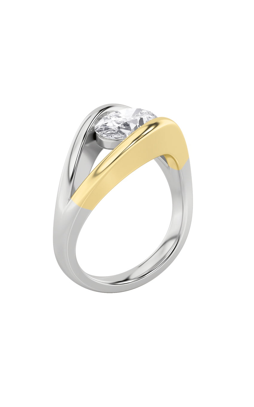 1.5Cttw Oval Shaped Lab Grown Diamond (F/VS) East West Solitaire Ring in 14K Gold