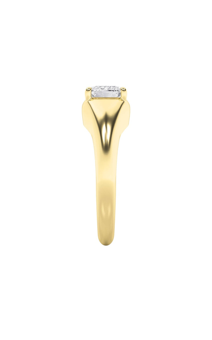 2Cttw Emerald Shaped Lab Grown Diamond (G/VS) East West Solitaire Ring in 14K Gold