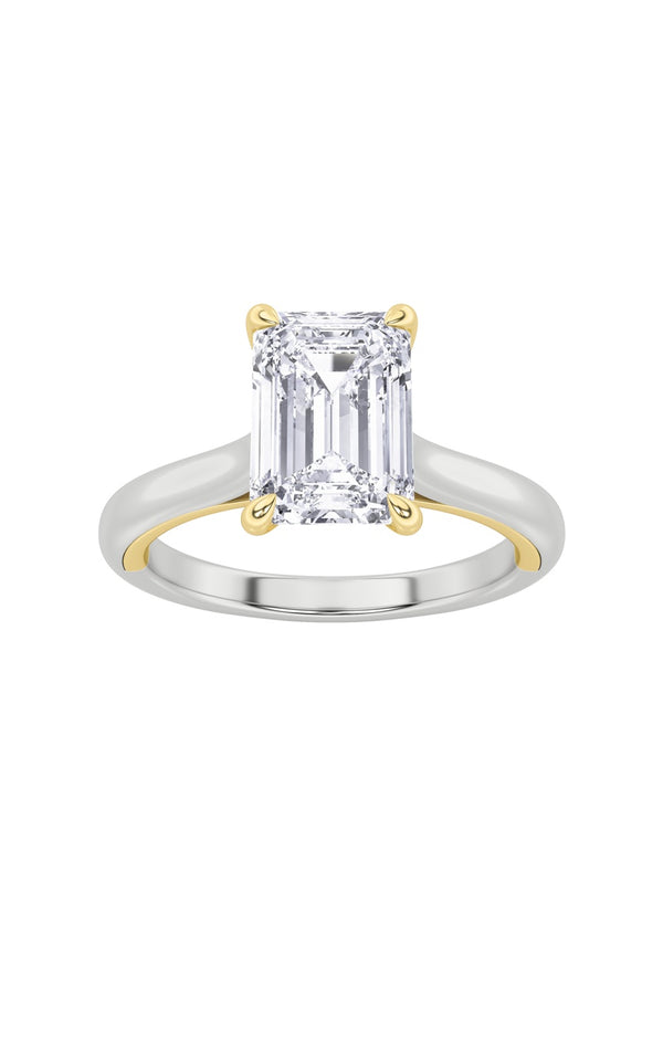 2Cttw Emerald Shaped Lab Grown Diamond (F/VS) Solitaire Engagement Ring in 14K Gold