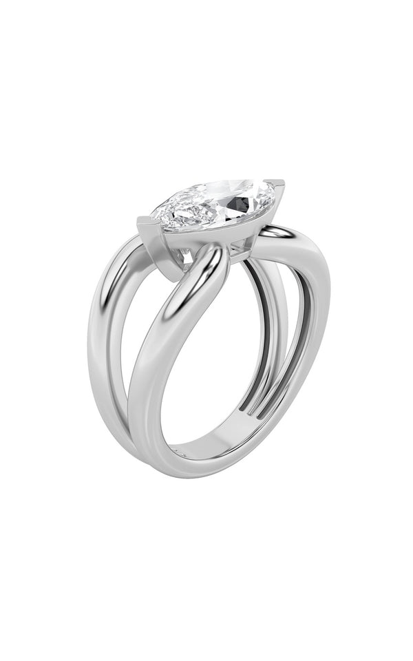 2Cttw Marquise Shaped Lab Grown Diamond (F/VS) East West Solitaire Ring in 14K Gold