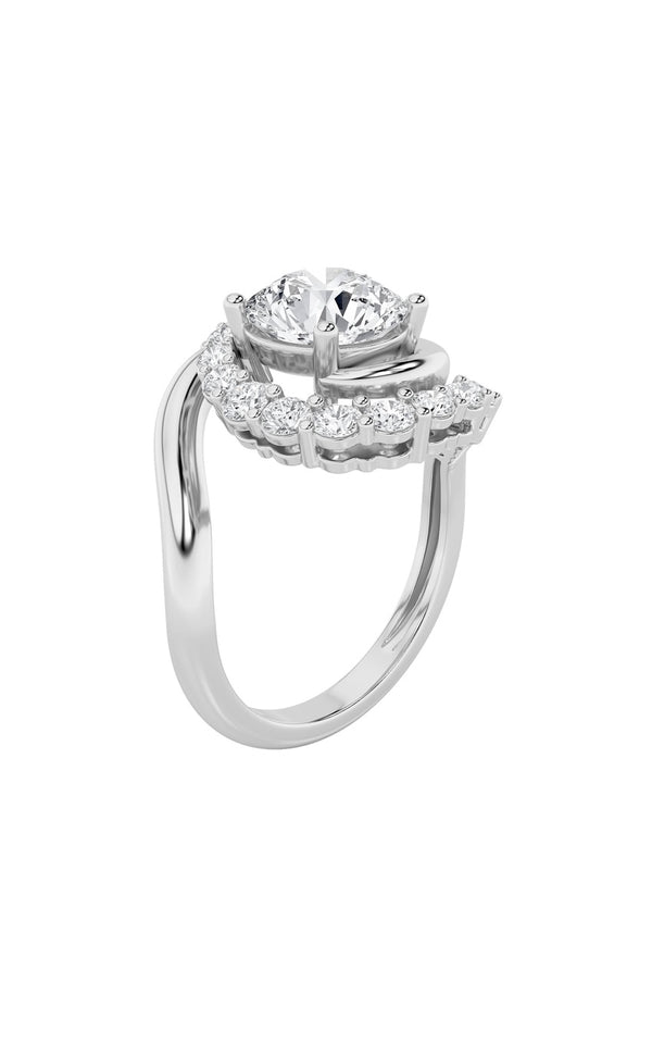 2.5Cttw Round Shaped Lab Grown Diamond (F/VS) Swirl Accented Fashion Ring in 14K Gold