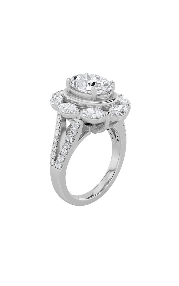 3.75Cttw Oval Shaped Lab Grown Diamond (G/VS)  Ring in 14K Gold