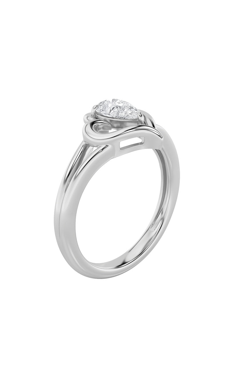 0.5Cttw Pear Shaped Lab Grown Diamond (F/VS) Heart Ring in 14K  White Gold