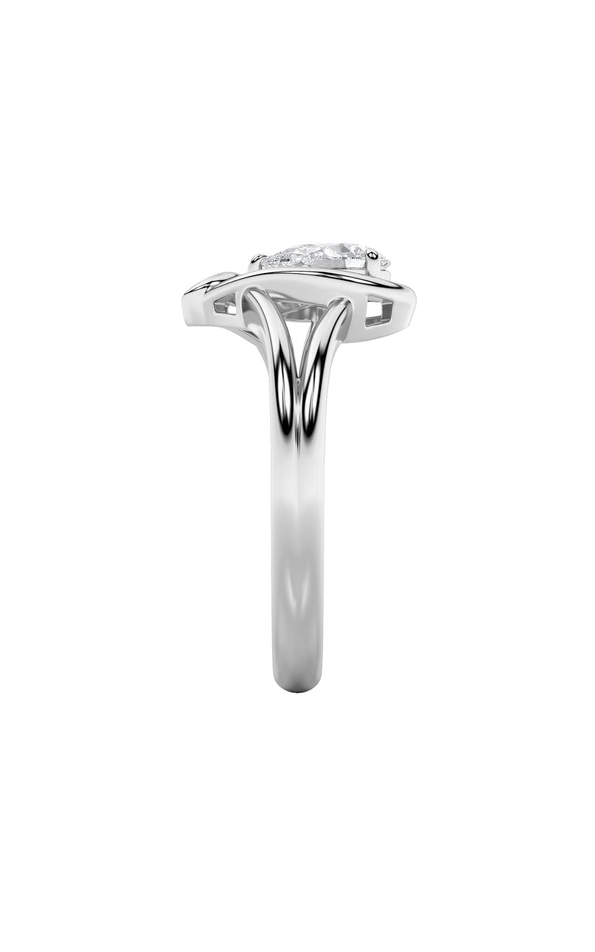 0.5Cttw Pear Shaped Lab Grown Diamond (F/VS) Heart Ring in 14K  White Gold
