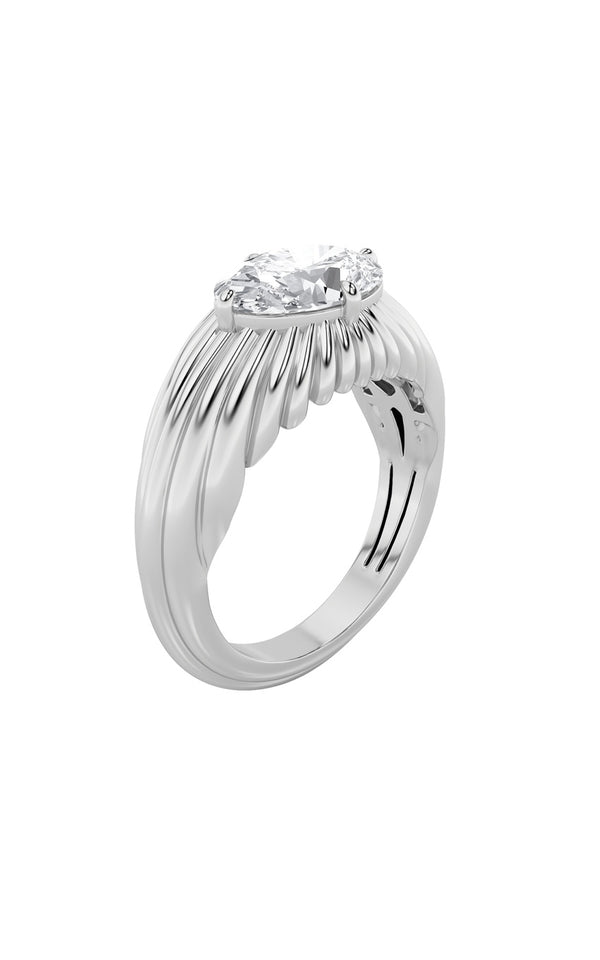 2Cttw Oval Shaped Lab Grown Diamond (F/VS) Fancy Solitaire Ring in 14K Gold