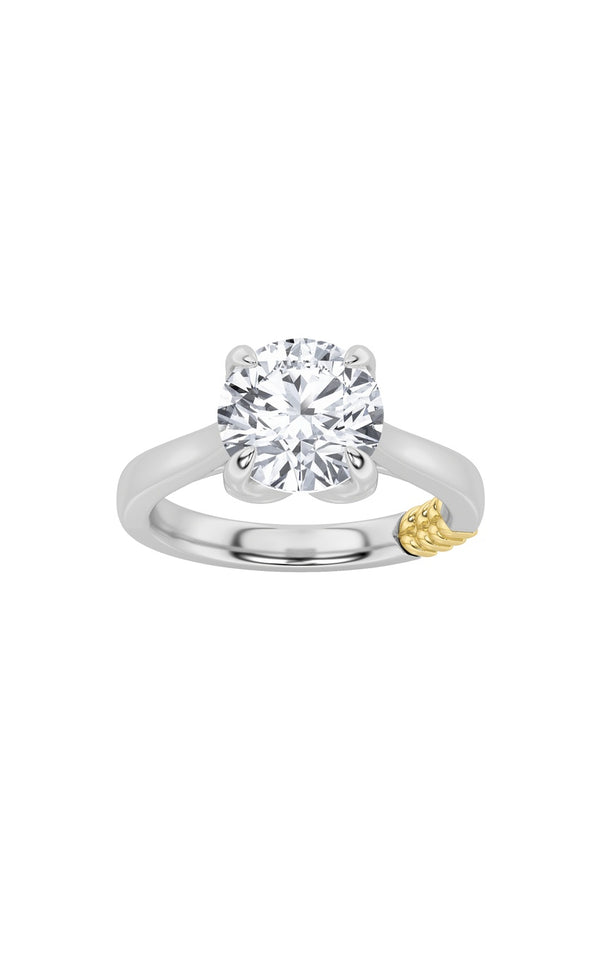 2Cttw Round Shaped Lab Grown Diamond (F/VS) Two Tone Classic Solitaire Engagement Ring in 14K Gold