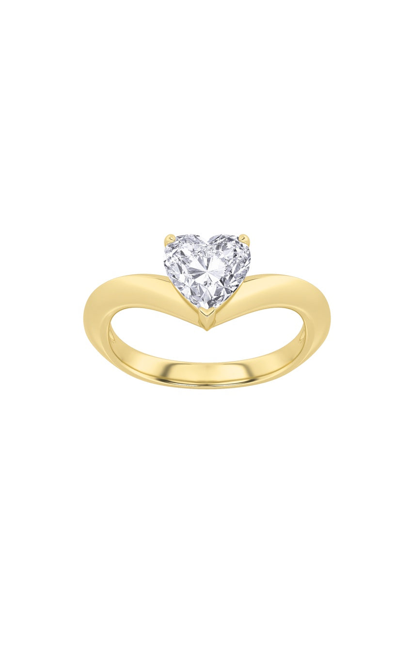 1Cttw Heart Shaped Lab Grown Diamond (F/VS) Heart Shaped Ring in 14K Gold