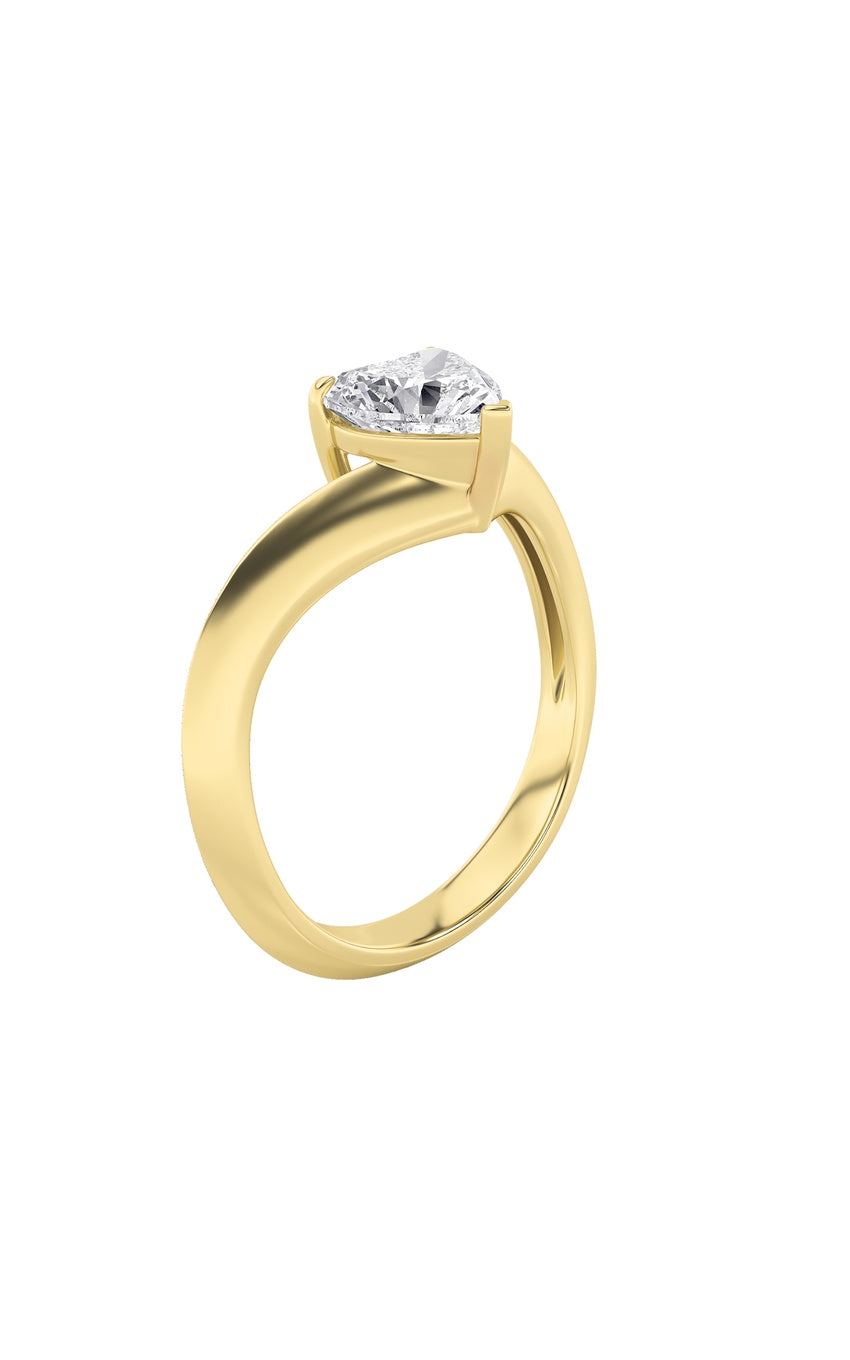 1Cttw Heart Shaped Lab Grown Diamond (F/VS) Heart Shaped Ring in 14K Gold