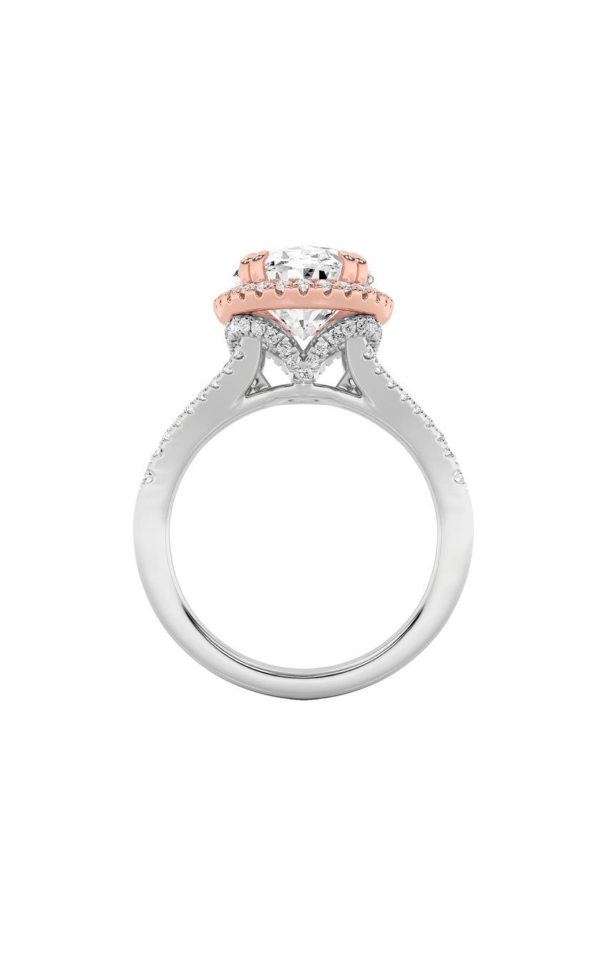4.5Cttw Oval Shaped Lab Grown Diamond (F/VS) Bold Accented Statement Engagement Ring in 14K Gold