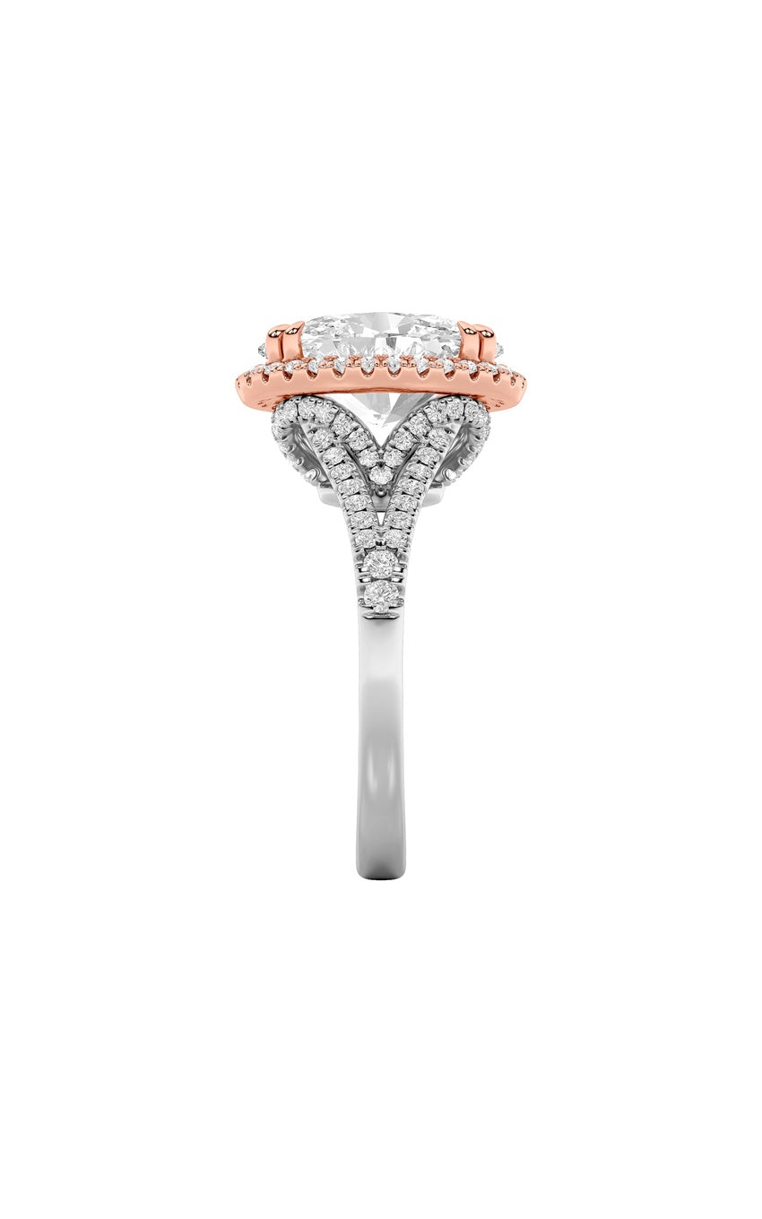 4.5Cttw Oval Shaped Lab Grown Diamond (F/VS) Bold Accented Statement Engagement Ring in 14K Gold