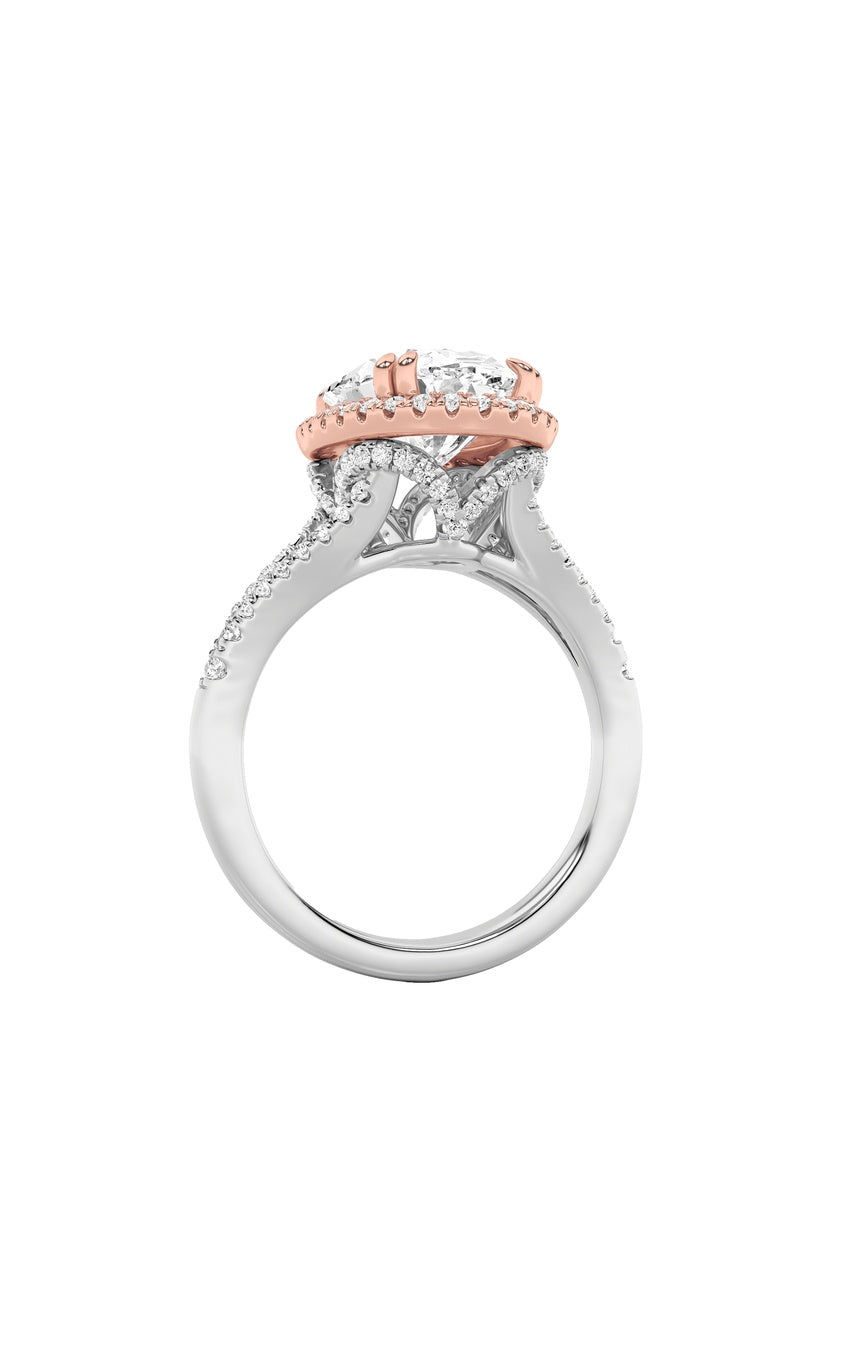 4.5Cttw Oval Shaped Lab Grown Diamond (F/VS) Bold Accented Statement Engagement Ring in 14K Gold