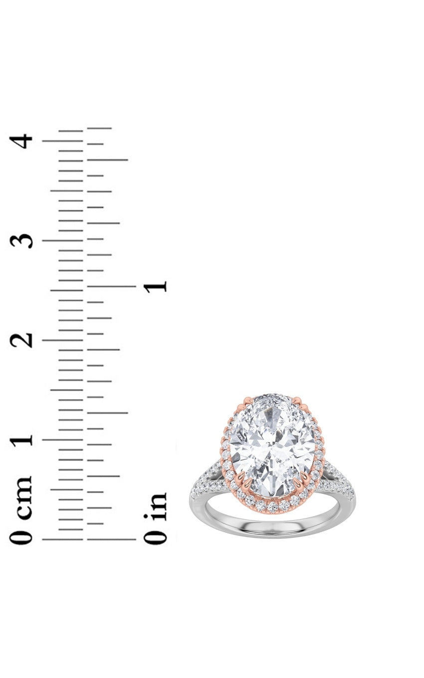4.5Cttw Oval Shaped Lab Grown Diamond (F/VS) Bold Accented Statement Engagement Ring in 14K Gold