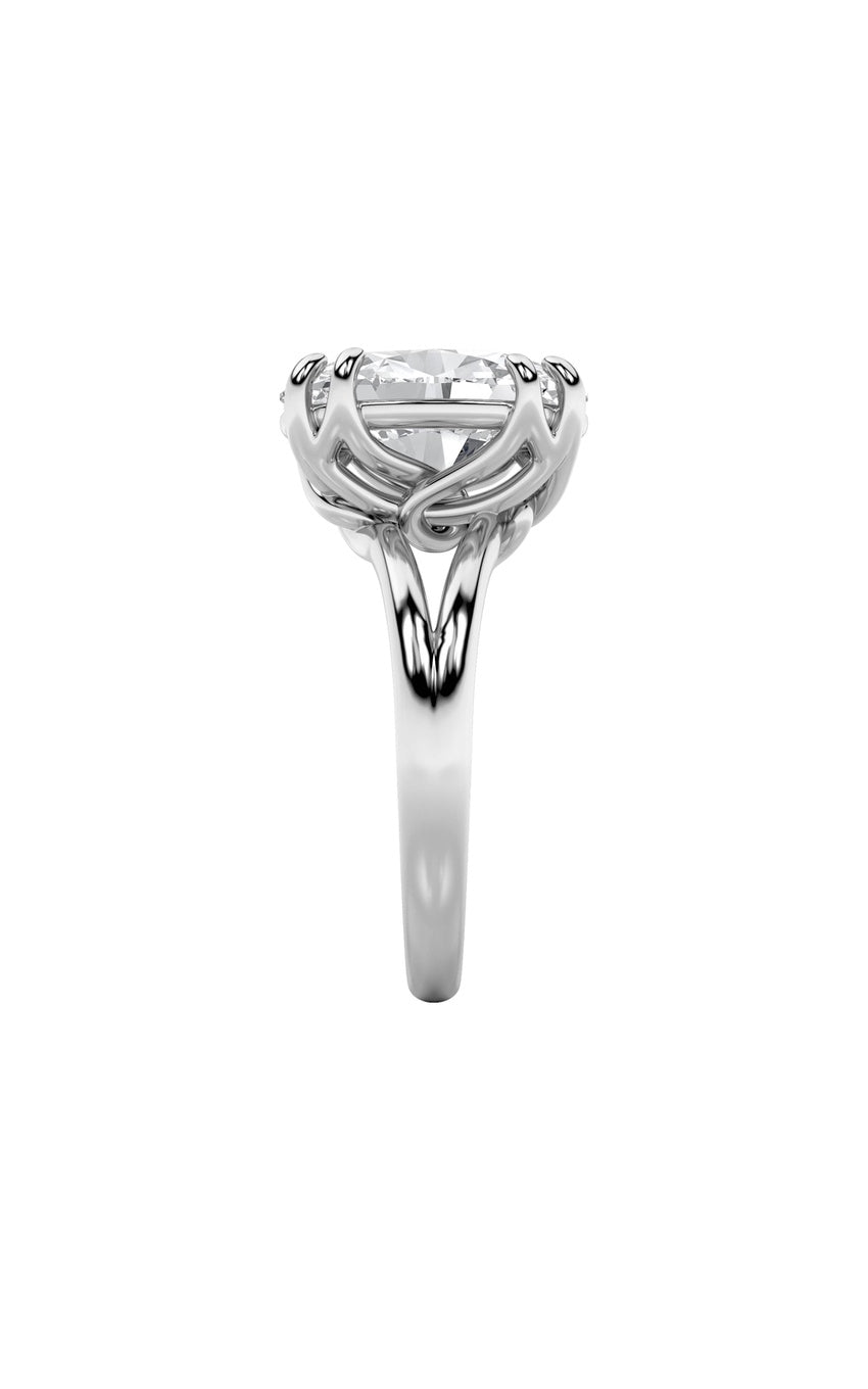 5Cttw Oval Shaped Lab Grown Diamond (F/VS) Bold Split Shank Solitaire Engagement Ring in 14K Gold