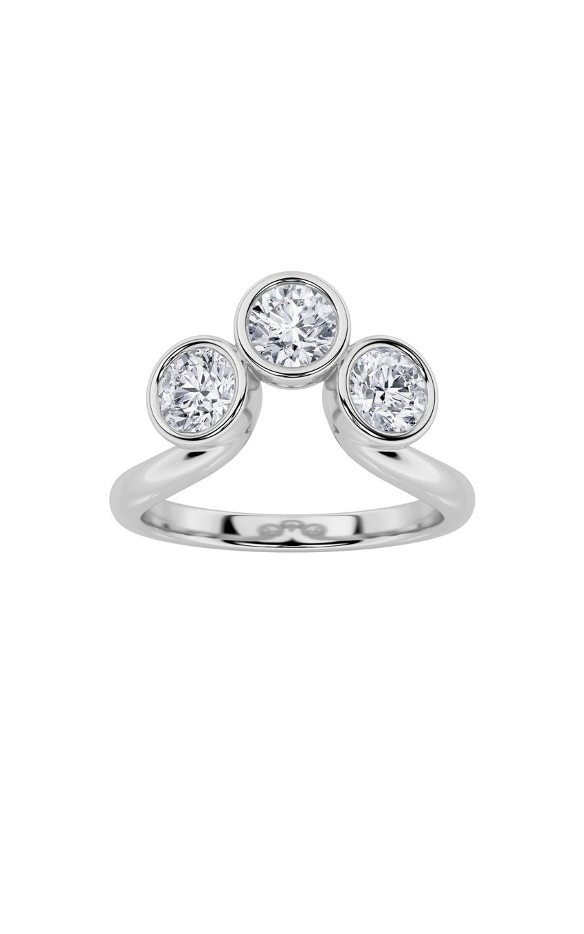 1Cttw Round Shaped Lab Grown Diamond (F/VS) Three Stone Ring in 14K Gold