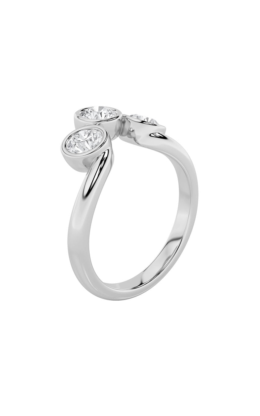 1Cttw Round Shaped Lab Grown Diamond (F/VS) Three Stone Ring in 14K Gold