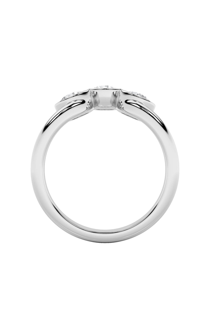 1Cttw Round Shaped Lab Grown Diamond (F/VS) Three Stone Ring in 14K Gold