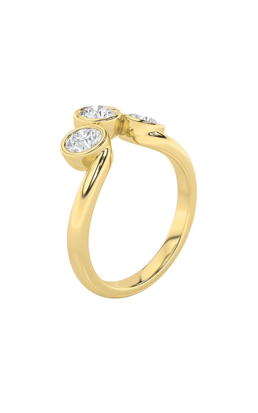 1Cttw Round Shaped Lab Grown Diamond (F/VS) Three Stone Ring in 14K Gold
