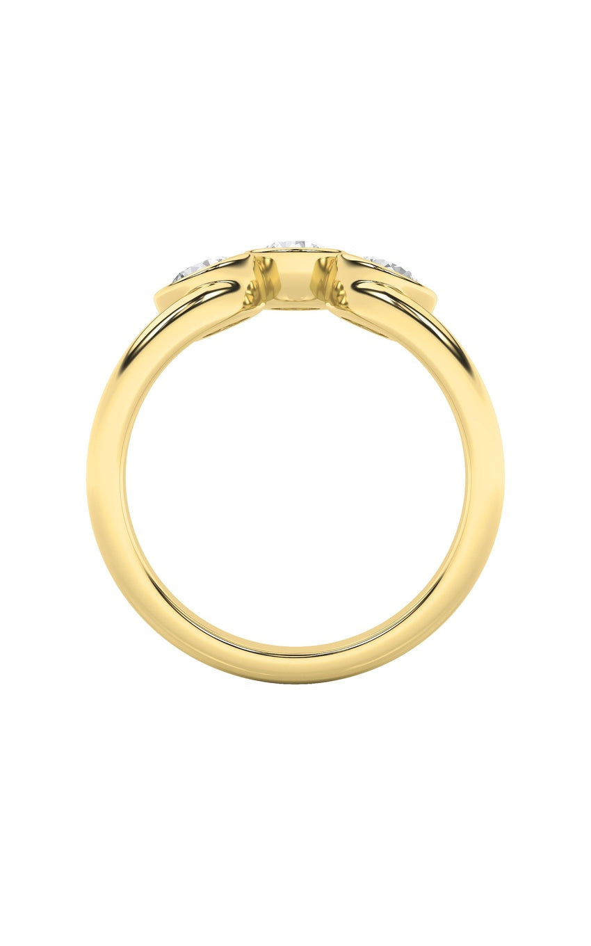 1Cttw Round Shaped Lab Grown Diamond (F/VS) Three Stone Ring in 14K Gold