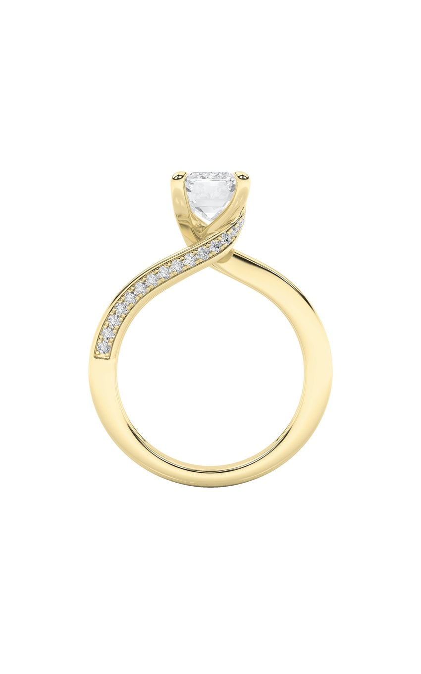 2.5Cttw Emerald Shaped Lab Grown Diamond (G/VS) Accented Engagement Ring in 14K Gold