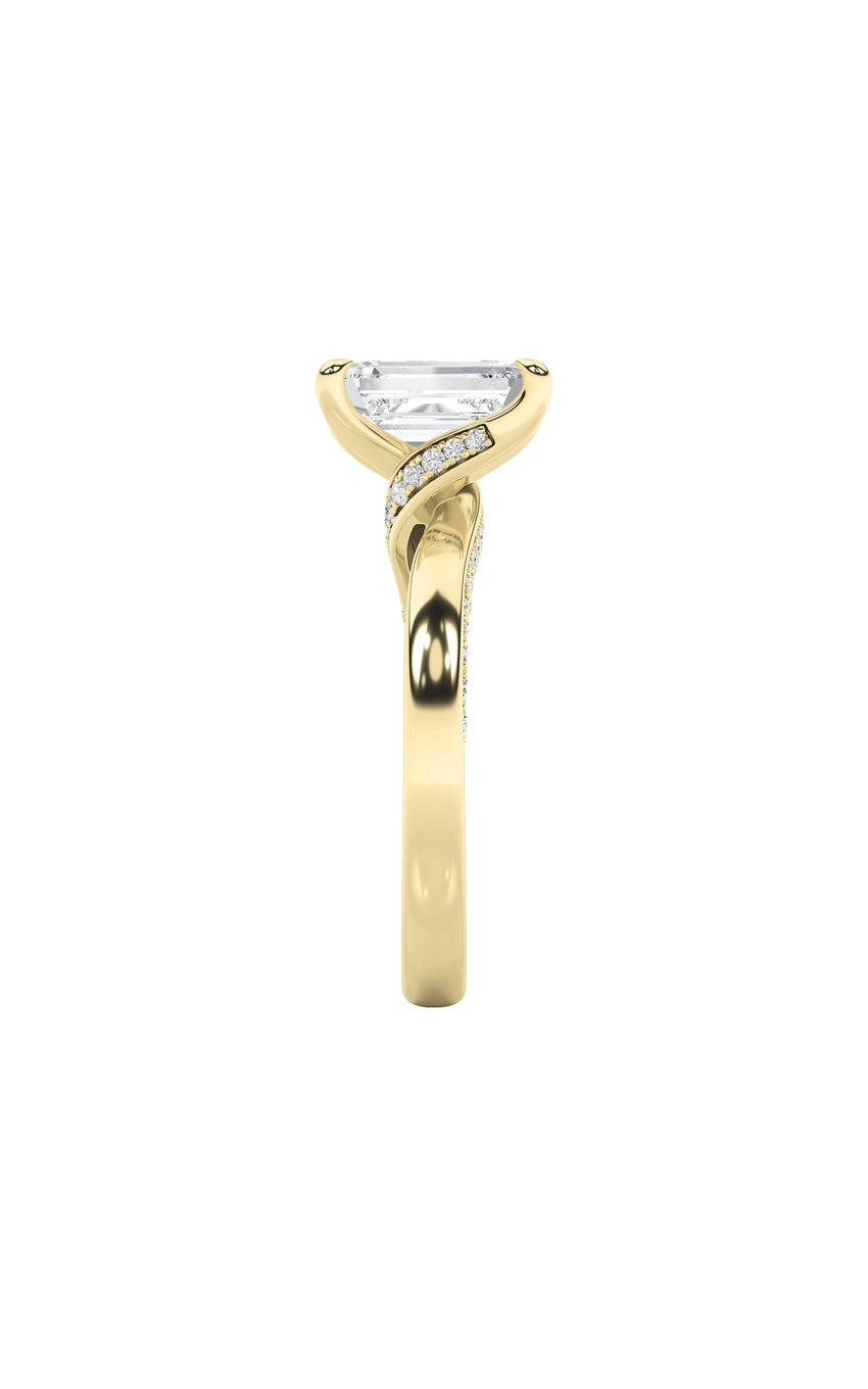 2.5Cttw Emerald Shaped Lab Grown Diamond (G/VS) Accented Engagement Ring in 14K Gold