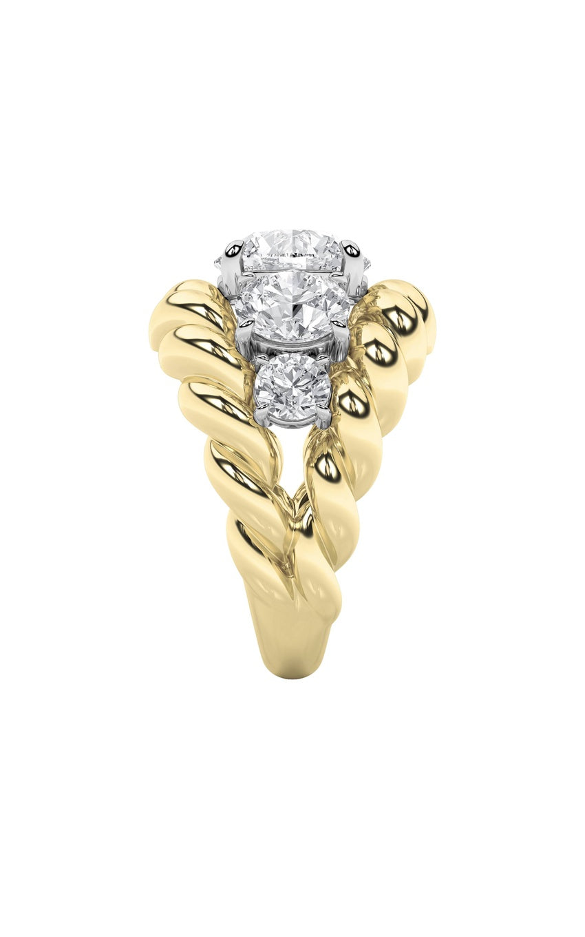 5.5Cttw Round Shaped Lab Grown Diamond (F/VS) Five Stone Ring in 14K Gold