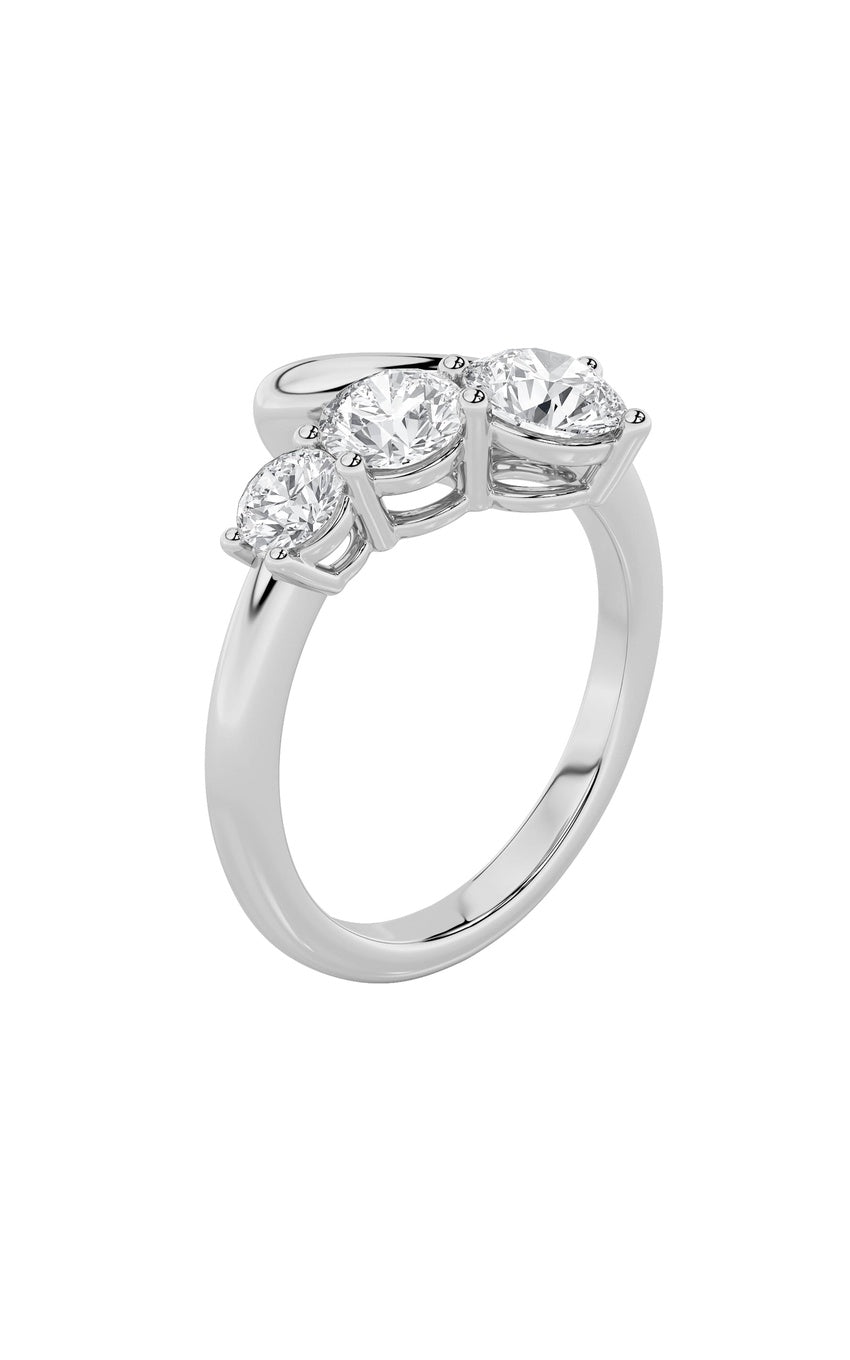 1.5Cttw Round Shaped Lab Grown Diamond (F/VS) Three Stone Ring in 14K Gold