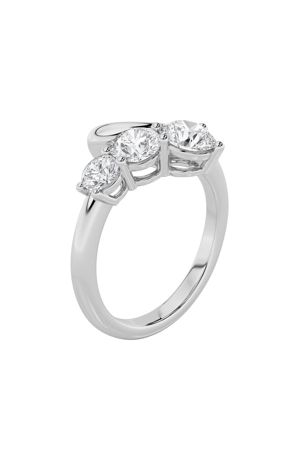 1.5Cttw Round Shaped Lab Grown Diamond (F/VS) Three Stone Ring in 14K Gold