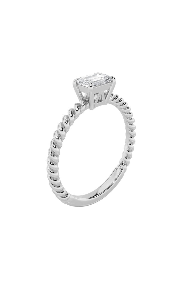 0.5Cttw Emerald Shaped Lab Grown Diamond (F/VS) Petite Solitaire Engagement RING in 14K Gold