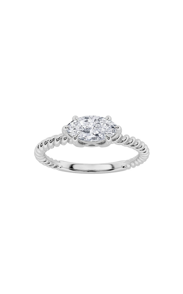 0.5Cttw Marquise Shaped Lab Grown Diamond (F/VS) Petite Solitaire Engagement RING in 14K Gold