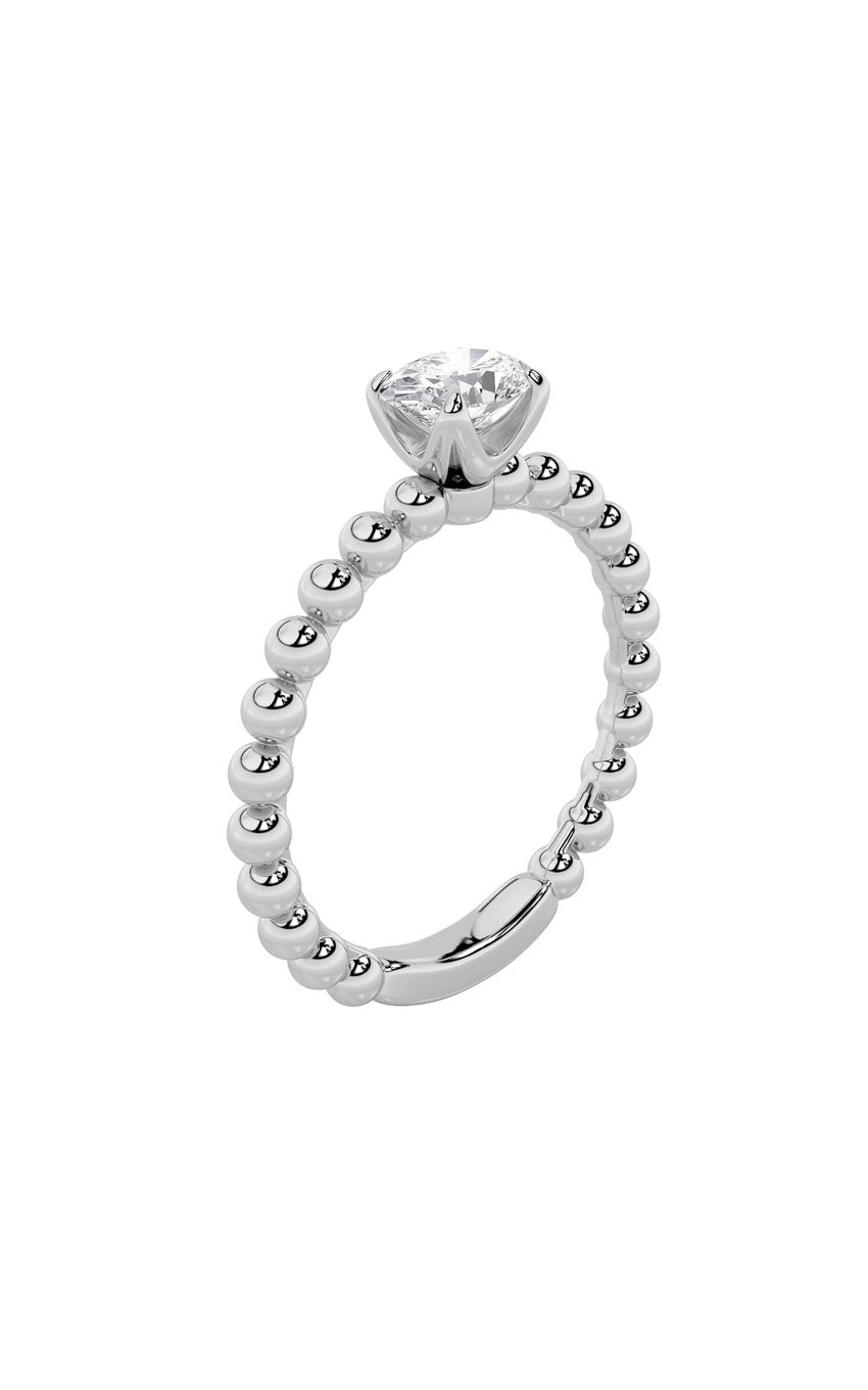 0.5Cttw Oval Shaped Lab Grown Diamond (F/VS) Petite Solitaire Engagement Ring in 14K Gold