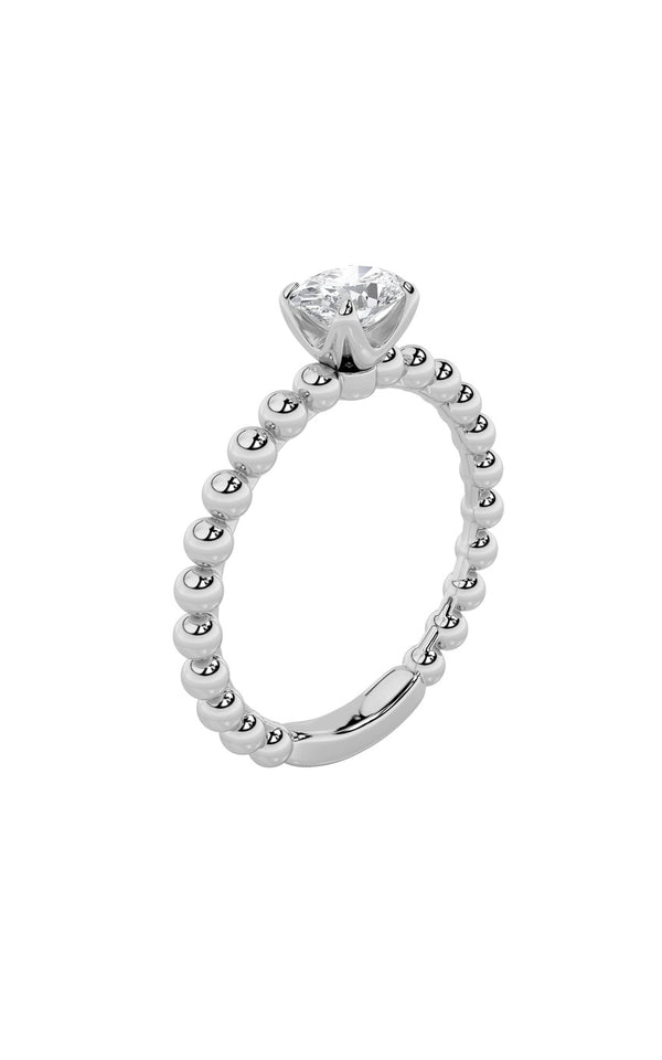 0.5Cttw Oval Shaped Lab Grown Diamond (F/VS) Petite Solitaire Engagement Ring in 14K Gold