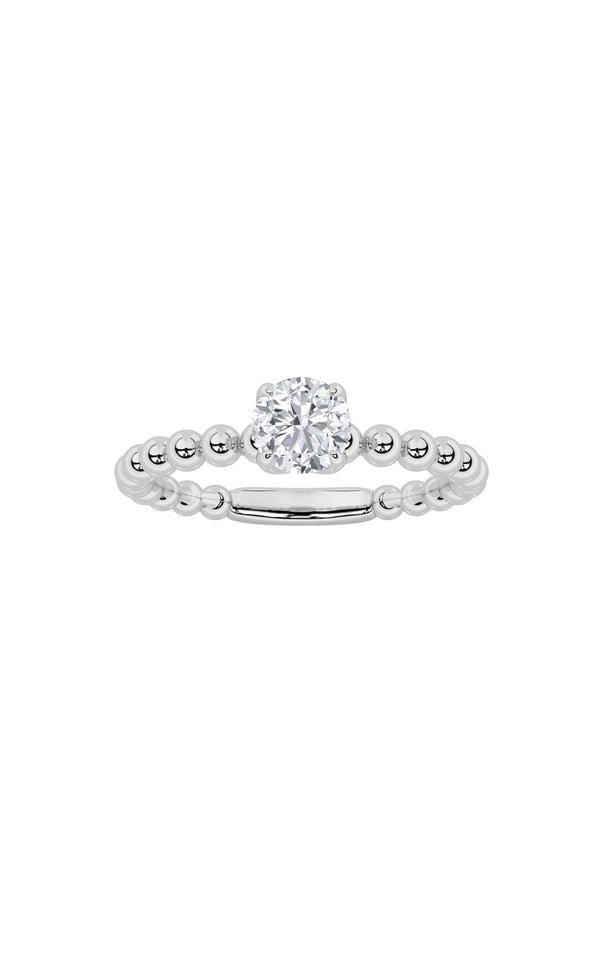 0.5Cttw Round Shaped Lab Grown Diamond (F/VS) Petite Solitaire Engagement Ring in 14K Gold