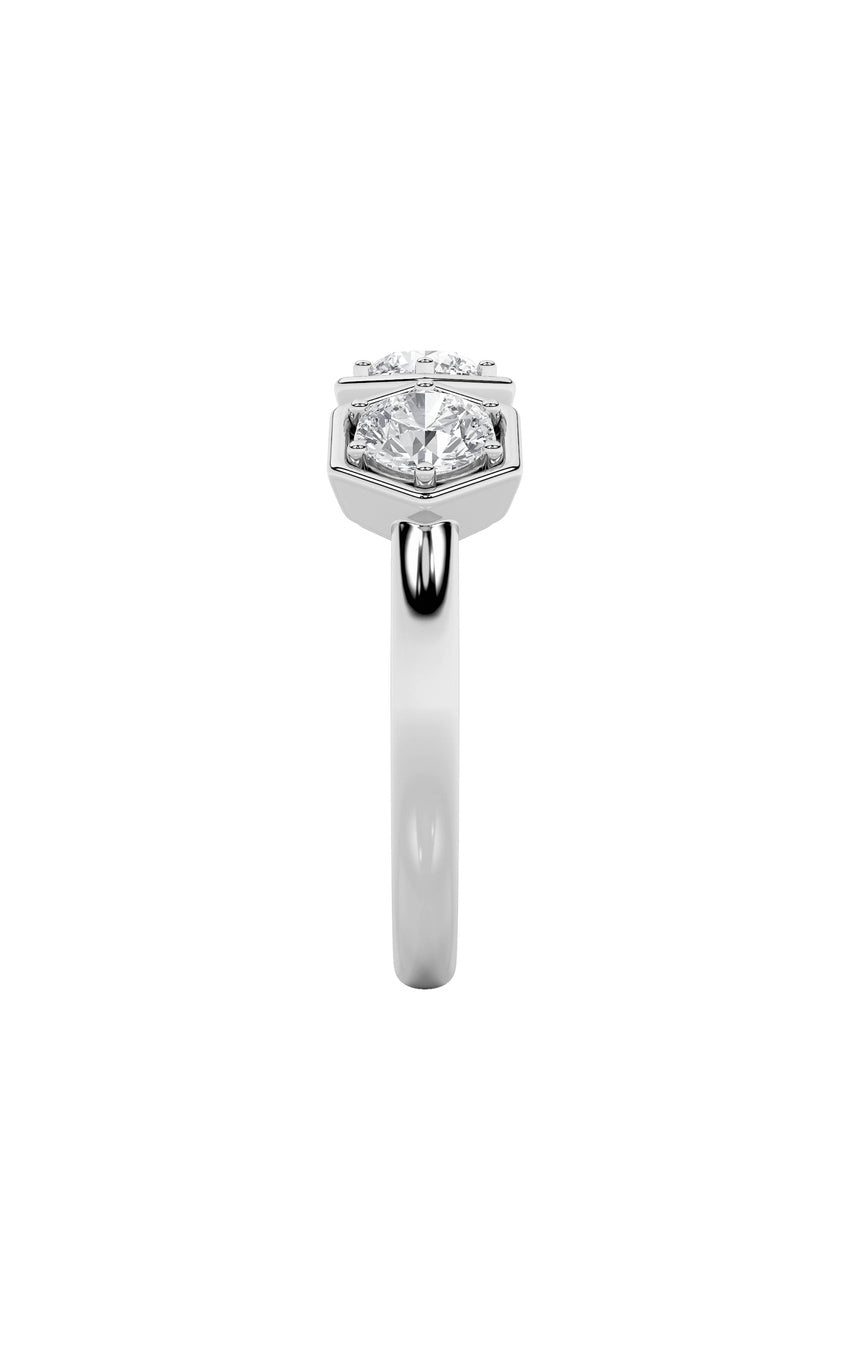 1Cttw Round Shaped Lab Grown Diamond (F/VS) Three Stone Ring in 14K Gold