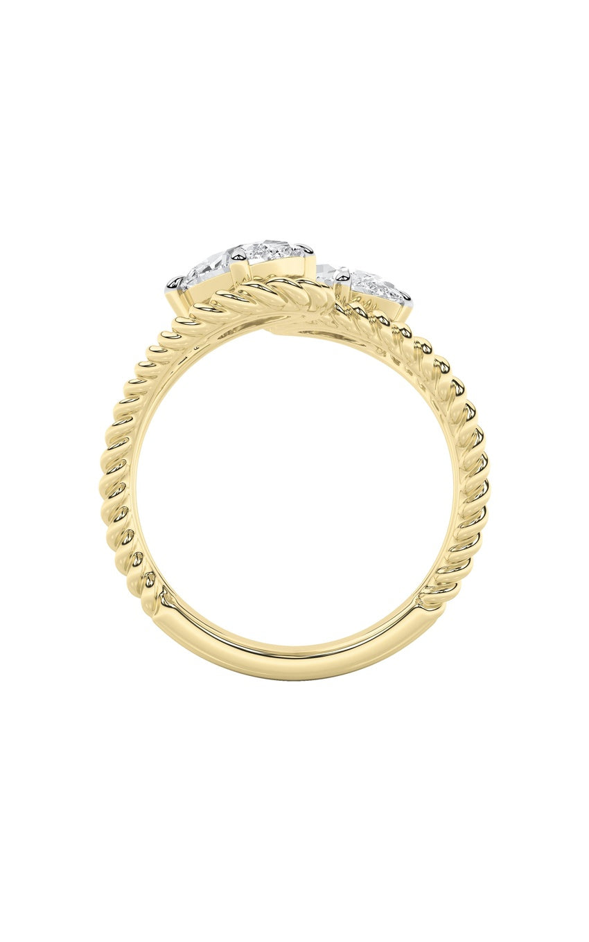 2Cttw Oval Shaped Lab Grown Diamond (F/VS) Toi et Moi Fashiion Ring in 14K Gold