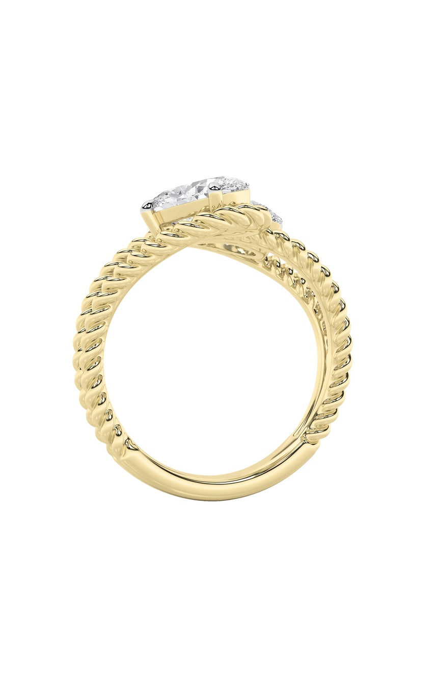 2Cttw Oval Shaped Lab Grown Diamond (F/VS) Toi et Moi Fashiion Ring in 14K Gold