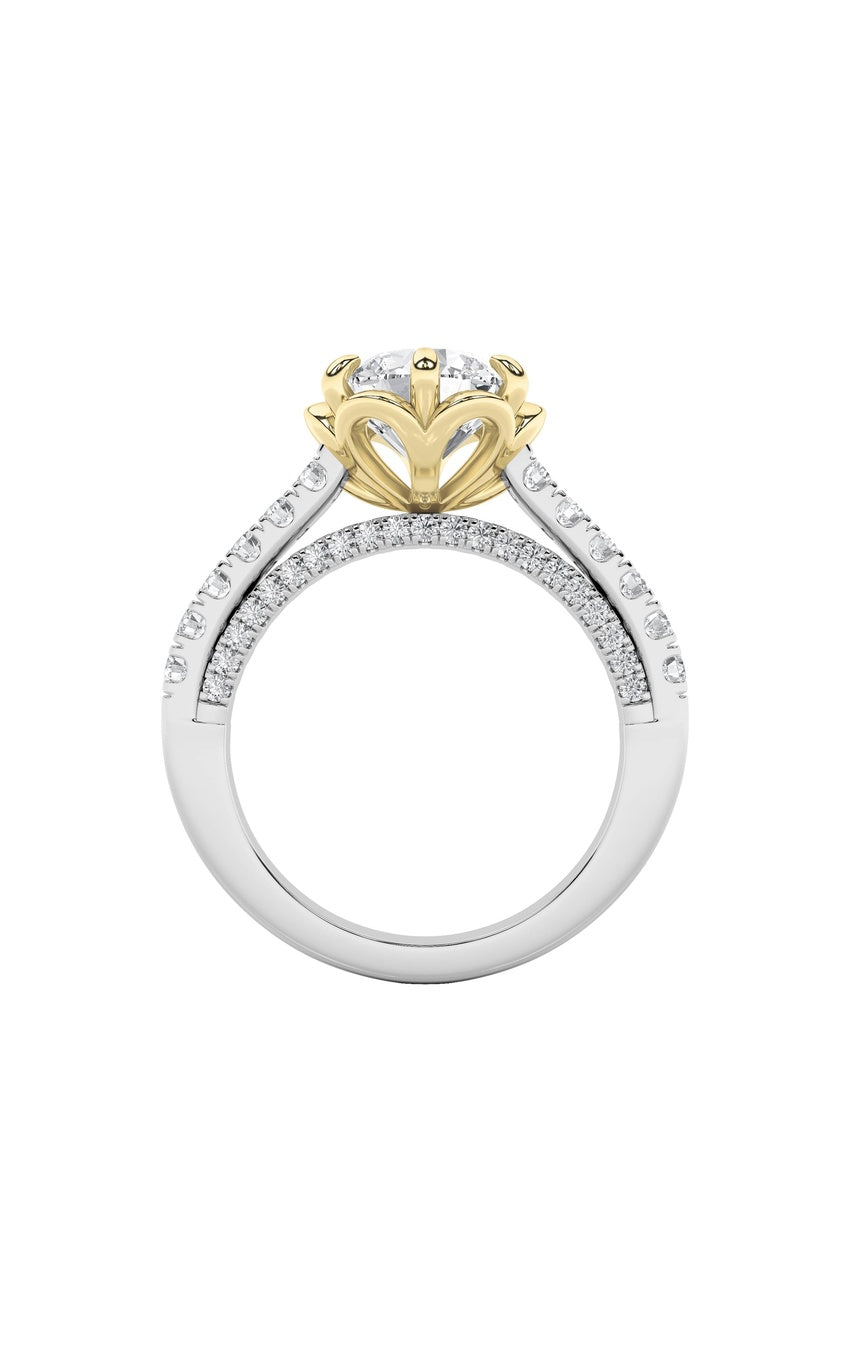 2.5Cttw Round Shaped Lab Grown Diamond (F/VS) Two Tone Solitaire Engagement Ring in 14K Gold