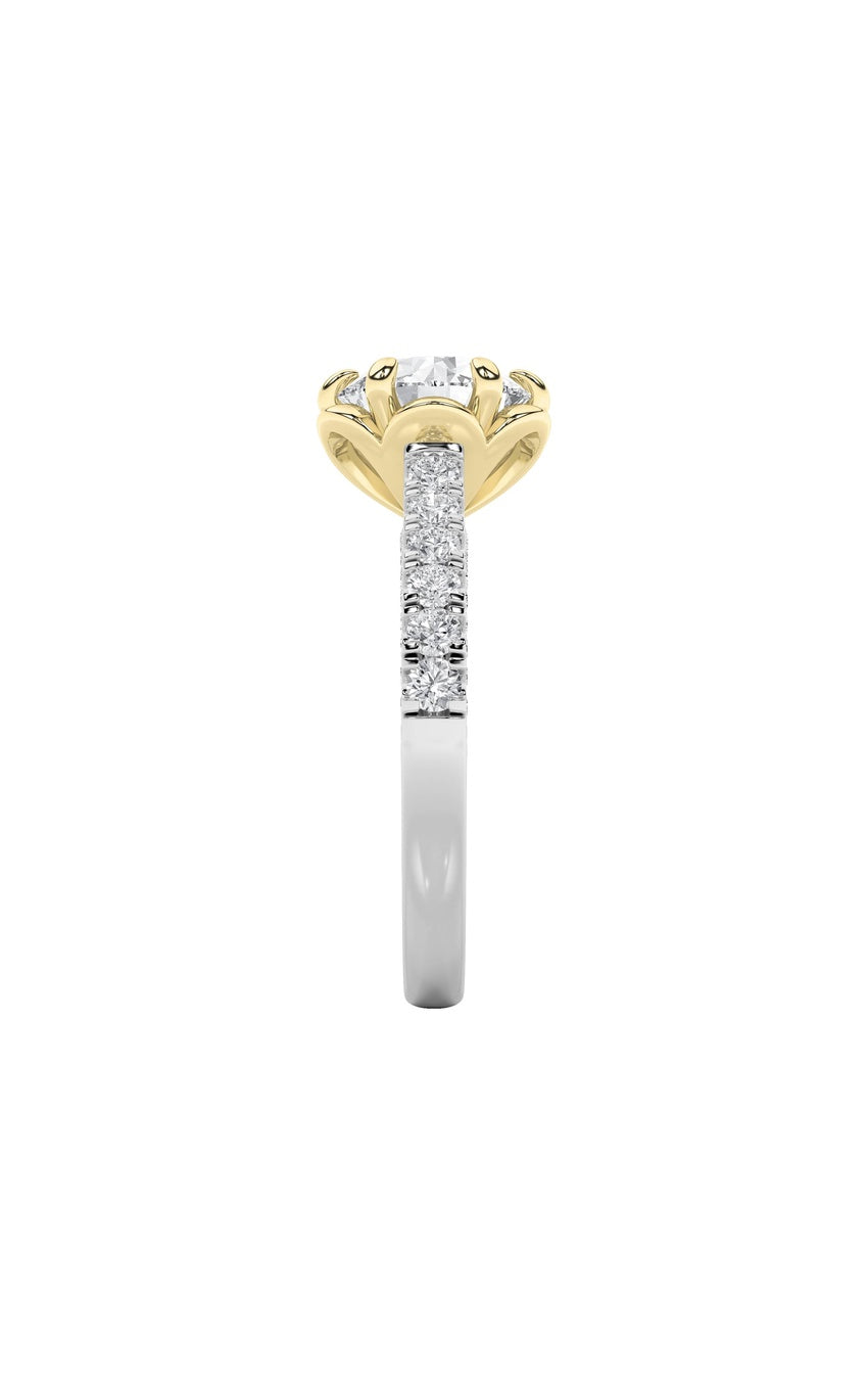 2.5Cttw Round Shaped Lab Grown Diamond (F/VS) Two Tone Solitaire Engagement Ring in 14K Gold
