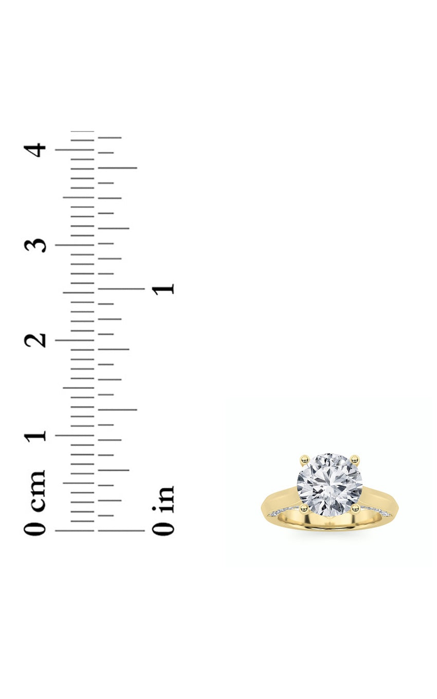 3Cttw Round Shaped Lab Grown Diamond (G/VS) Accented Solitaire Engagement Ring in 14K Gold