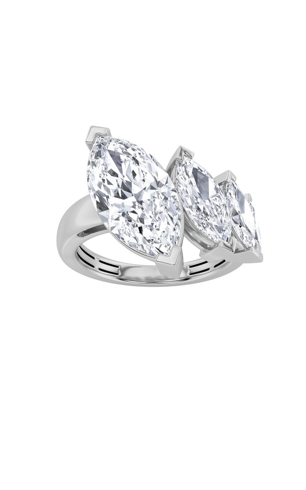 2.5Cttw Marquise Shaped Lab Grown Diamond (G/VS) Four Stone Fashion Ring in 14K Gold