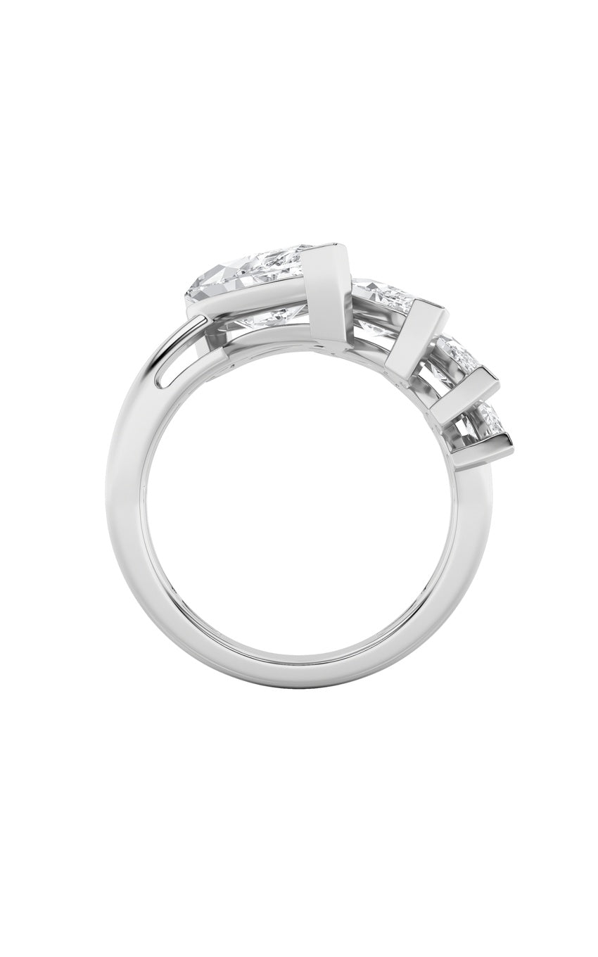 2.5Cttw Marquise Shaped Lab Grown Diamond (G/VS) Four Stone Fashion Ring in 14K Gold