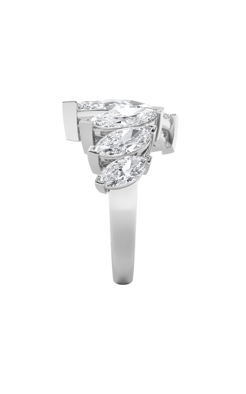 2.5Cttw Marquise Shaped Lab Grown Diamond (G/VS) Four Stone Fashion Ring in 14K Gold