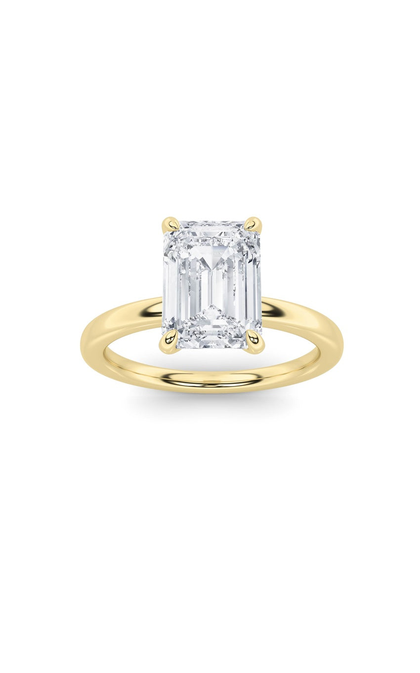 1Cttw Emerald Shaped Lab Grown Diamond Classic Solitaire Ring in 14K Gold (F/VS)