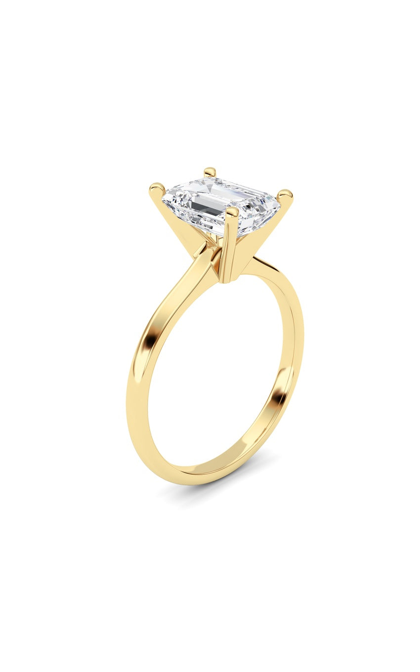 2Cttw Emerald Shaped Lab Grown Diamond Classic Solitaire Ring in 14K Gold (F/VS)