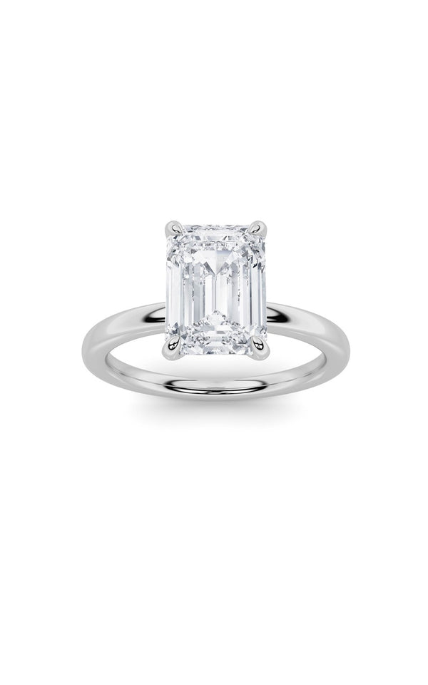 3Cttw Emerald Shaped Lab Grown Diamond Classic Solitaire Ring in 14K Gold (F/VS)