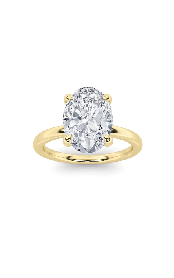 3Cttw Oval Shaped Lab Grown Diamond Classic Solitaire Ring in 14K Gold (F/VS)