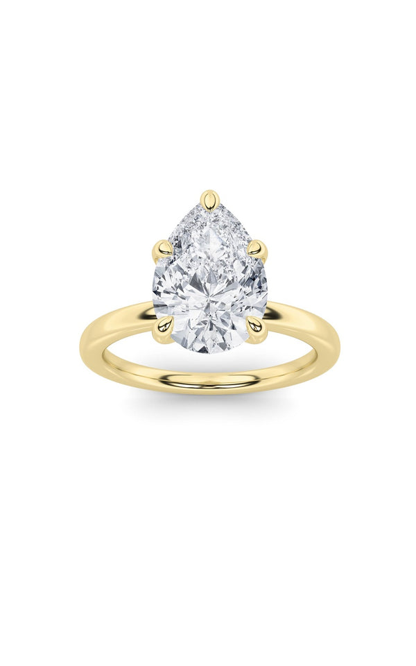 1.5Cttw Pear Shaped Lab Grown Diamond Classic Solitaire Ring in 14K Gold (F/VS)