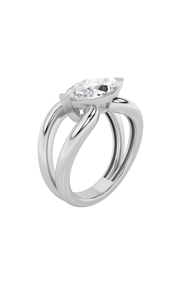 2Cttw Marquise Shaped Lab Grown Diamond (G/VS) East West Solitaire Fancy Ring in 14K Gold