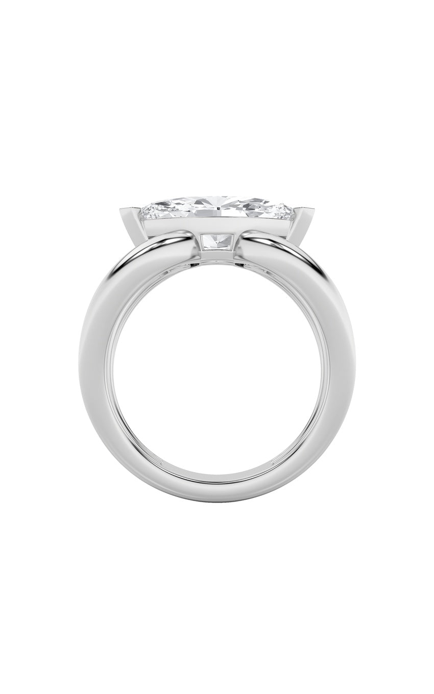 2Cttw Marquise Shaped Lab Grown Diamond (G/VS) East West Solitaire Fancy Ring in 14K Gold