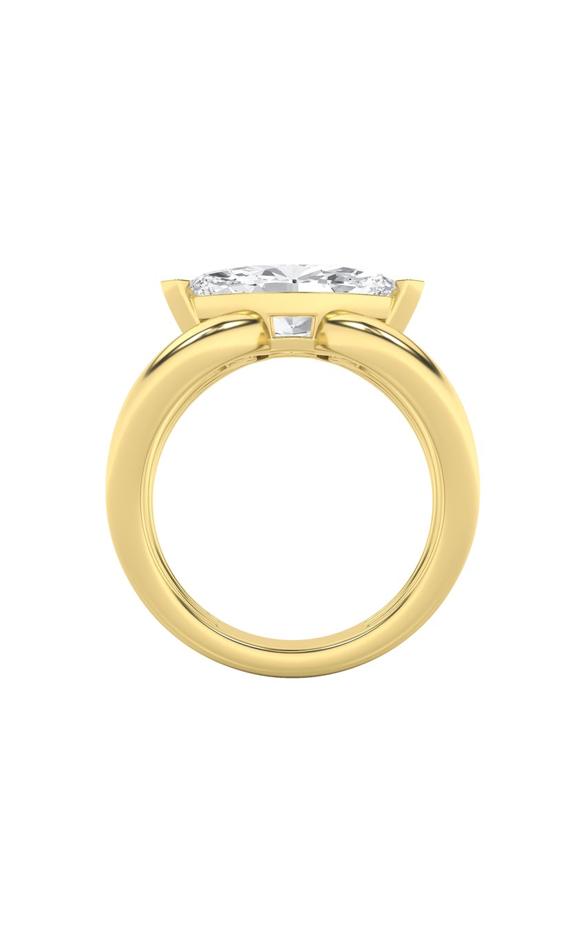 2Cttw Marquise Shaped Lab Grown Diamond (G/VS) East West Solitaire Fancy Ring in 14K Gold